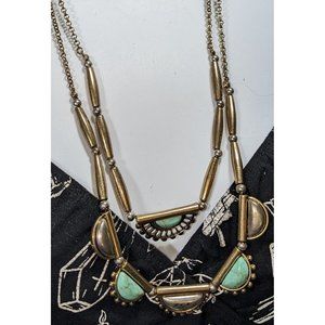 Gold And Turquoise Southwestern Multilayer Necklace